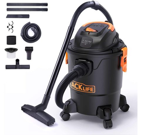 Main view of the Tacklife Wet and Dry Vacuum Cleaner.
